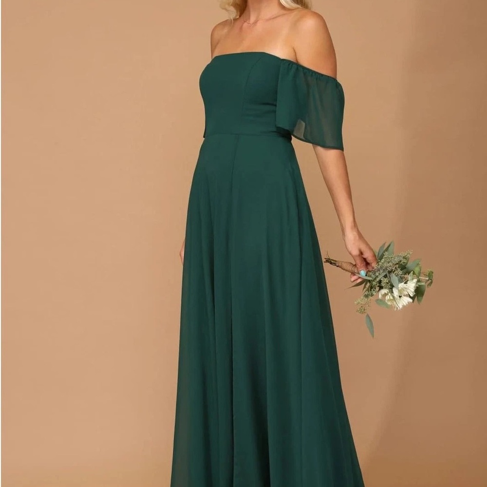 Green Off-Shoulder Flutter Sleeve Mini Dress